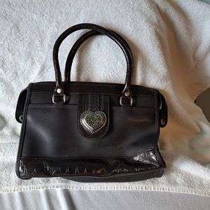 NWOT Leather Satchel Purse with Heart embellishment